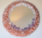 Buy Rose Quartz Gemstone Wall Mirror | Handmade Crystal Mirror for Living Room or Bedroom Unique Handicrafts IND